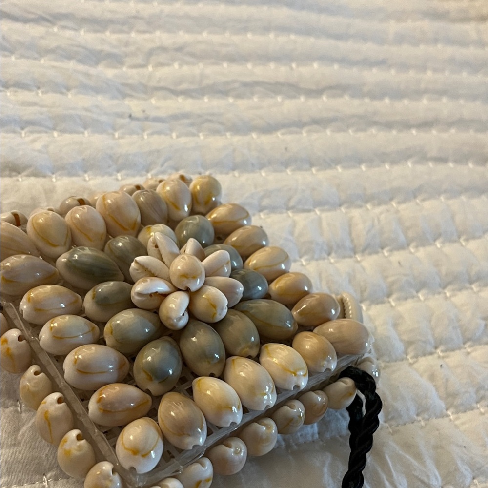Elegant Beaded Clutch in Cream and Gray